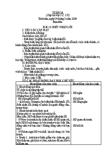 Giáo án Đạo đức 1 - Tuần 26 - Năm học 2023-2024