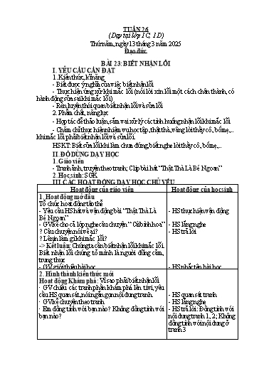 Giáo án Đạo đức 1 - Tuần 26 - Năm học 2024-2025