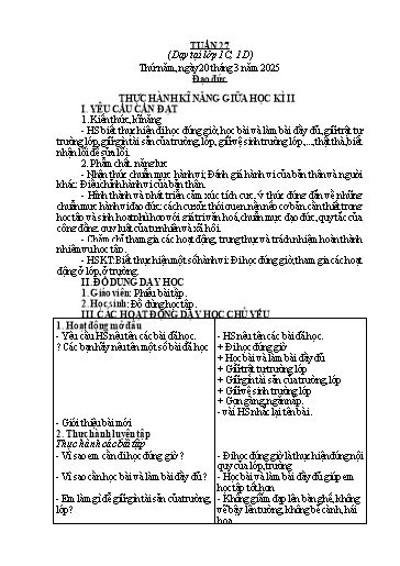 Giáo án Đạo đức 1 - Tuần 27 - Năm học 2024-2025