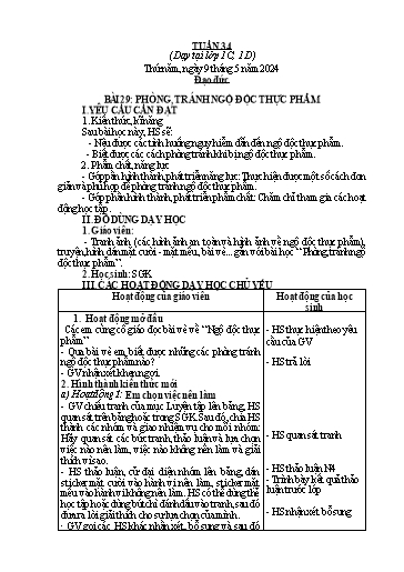Giáo án Đạo đức 1 - Tuần 34 - Năm học 2023-2024