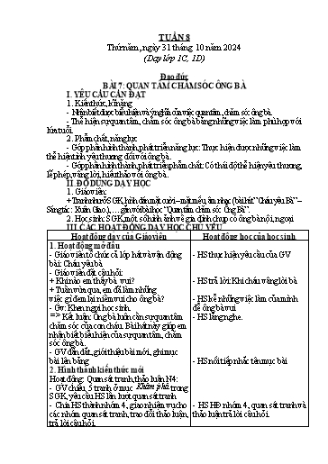 Giáo án Đạo đức 1 - Tuần 8 - Năm học 2024-2025