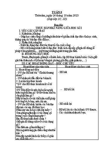 Giáo án Đạo đức Lớp 1 (Kết nối tri thức) - Tuần 9 - Năm học 2023-2024