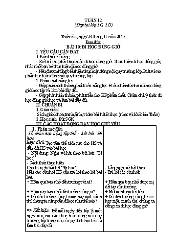 Giáo án Đạo đức Lớp 1 - Tuần 12 - Năm học 2023-2024