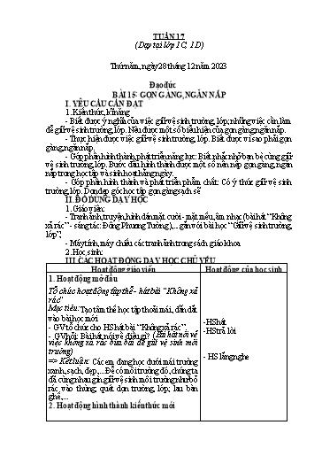 Giáo án Đạo đức Lớp 1 - Tuần 17 - Năm học 2023-2024