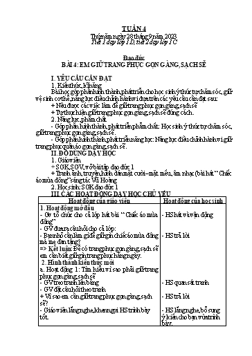 Giáo án Đạo đức Lớp 1 - Tuần 4 - Năm học 2023-2024