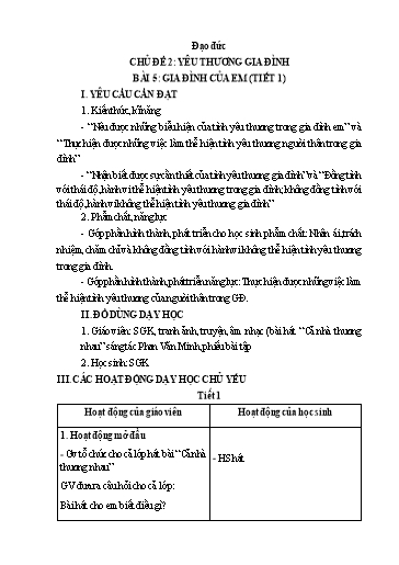 Giáo án Đạo đức Lớp 1 - Tuần 5 - Năm học 2023-2024