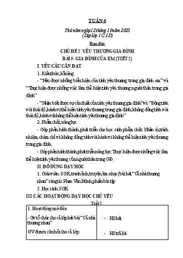 Giáo án Đạo đức Lớp 1 - Tuần 6 - Năm học 2023-2024