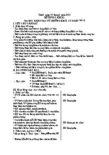 Giáo án Đạo đức + Mĩ thuật + Hoạt động trải nghiệm Tiểu học - Tuần 20 - Năm học 2024-2025