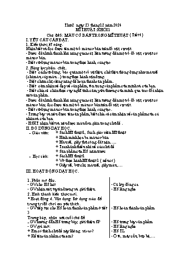 Giáo án Đạo đức + Mĩ thuật + Hoạt động trải nghiệm Tiểu học - Tuần 16 - Năm học 2024-2025