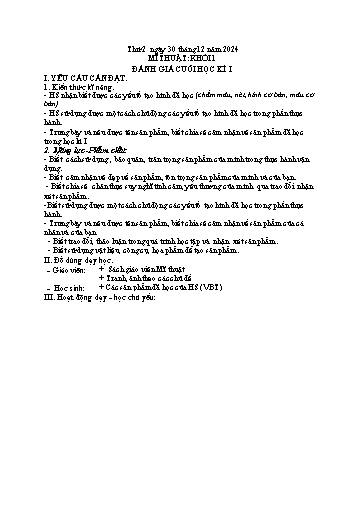 Giáo án Đạo đức + Mĩ thuật + Hoạt động trải nghiệm Tiểu học - Tuần 17 - Năm học 2024-2025
