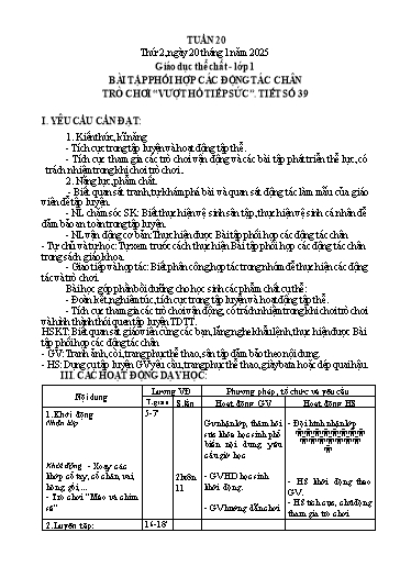 Giáo án Giáo dục thể chất Tiểu học (Kết nối tri thức) - Tuần 20 - Năm học 2024-2025 - Trần Thị Trang