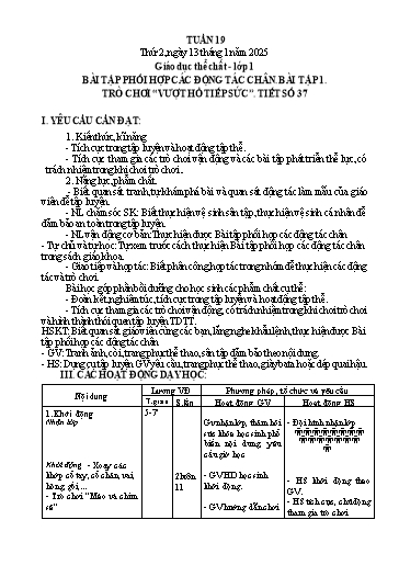 Giáo án Giáo dục thể chất Tiểu học - Tuần 19 - Năm học 2024-2025 - Trần Thị Trang