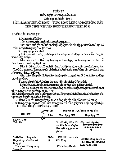 Giáo án Giáo dục thể chất Tiểu học - Tuần 27 - Năm học 2024-2025 - Trần Thị Trang