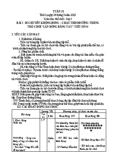 Giáo án Giáo dục thể chất Tiểu học - Tuần 28 - Năm học 2024-2025 - Trần Thị Trang