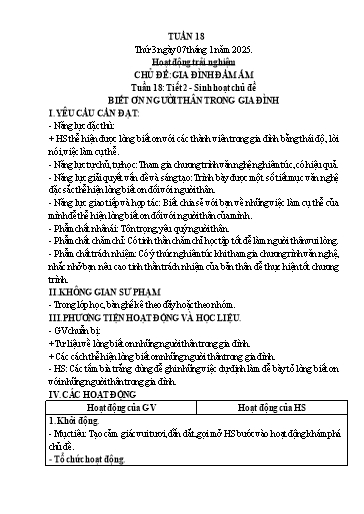 Giáo án Hoạt động trải nghiệm 1 (Kết nối tri thức) - Tuần 18 - Năm học 2024-2025