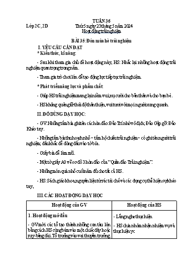 Giáo án Hoạt động trải nghiệm 2 - Tuần 36 - Năm học 2023-2024