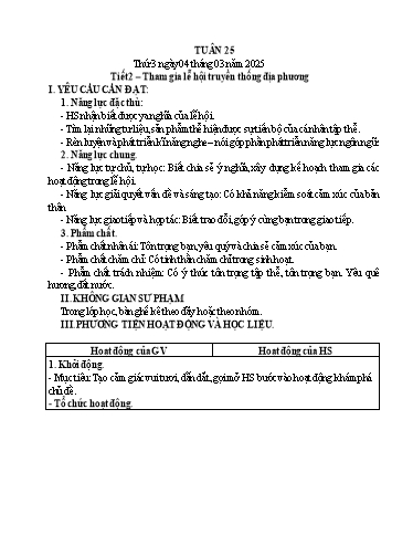 Giáo án Hoạt động trải nghiệm 5 (Kết nối tri thức) - Tuần 25 - Năm học 2024-2025