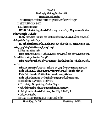 Giáo án Hoạt động trải nghiệm 5 (Kết nối tri thức) - Tuần 4 - Năm học 2024-2025