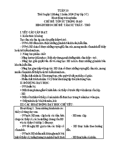 Giáo án Hoạt động trải nghiệm 5 - Tuần 10 - Năm học 2024-2025