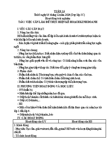 Giáo án Hoạt động trải nghiệm 5 - Tuần 15 - Năm học 2024-2025