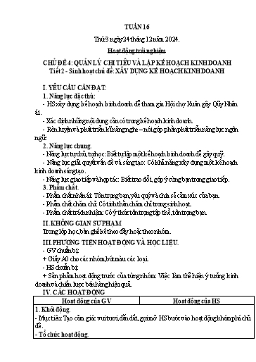 Giáo án Hoạt động trải nghiệm 5 - Tuần 16 - Năm học 2024-2025