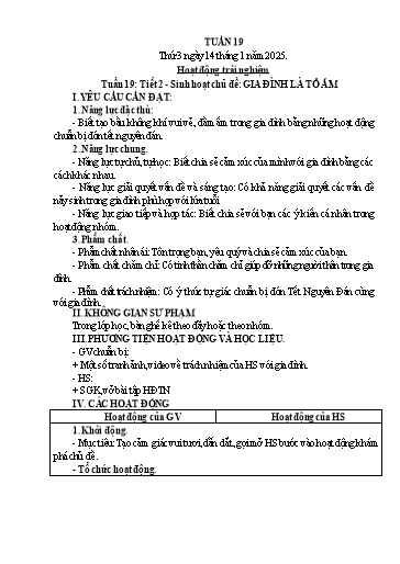 Giáo án Hoạt động trải nghiệm 5 - Tuần 19 - Năm học 2024-2025