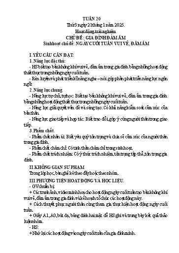 Giáo án Hoạt động trải nghiệm 5 - Tuần 20 - Năm học 2024-2025
