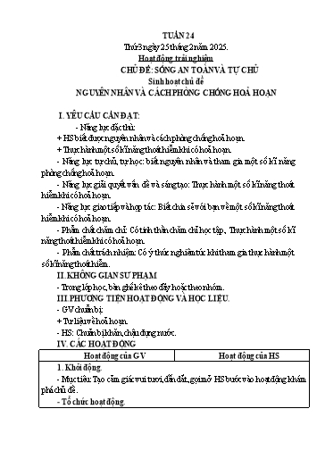 Giáo án Hoạt động trải nghiệm 5 - Tuần 24 - Năm học 2024-2025