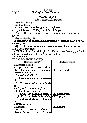 Giáo án Hoạt động trải nghiệm + Khoa học Lớp 2+5 - Tuần 18 - Năm học 2023-2024