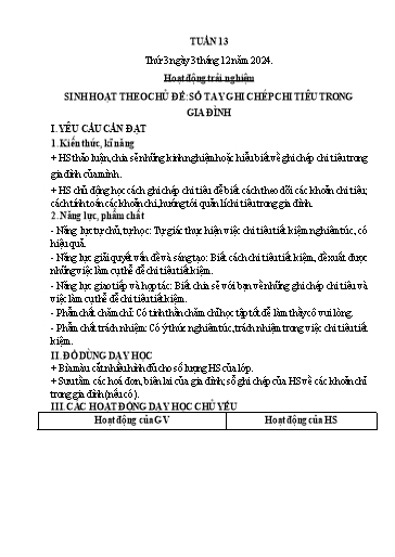 Giáo án Hoạt động trải nghiệm Lớp 5 (Kết nối tri thức) - Tuần 13 - Năm học 2024-2025