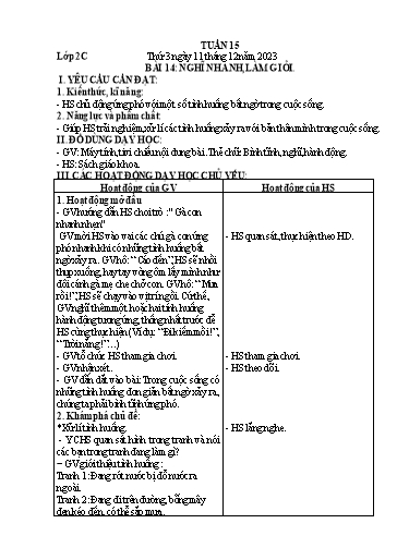 Giáo án Hoạt động trải nghiệm + Tiếng Việt + Khoa học Lớp 2+5 - Tuần 15 - Năm học 2023-2024