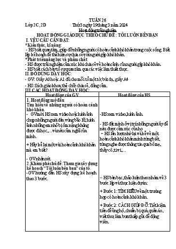 Giáo án Hoạt động trải nghiệm + Toán Lớp 2 - Tuần 27 - Năm học 2023-2024