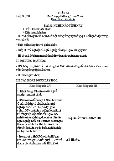 Giáo án Hoạt động trải nghiệm + Toán Lớp 2 - Tuần 34 - Năm học 2023-2024
