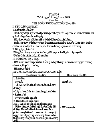 Giáo án Khoa học + Tiếng Việt + Hoạt động trải nghiệm 1+2+4 (Kết nối tri thức) - Tuần 26 - Năm học 2023-2024
