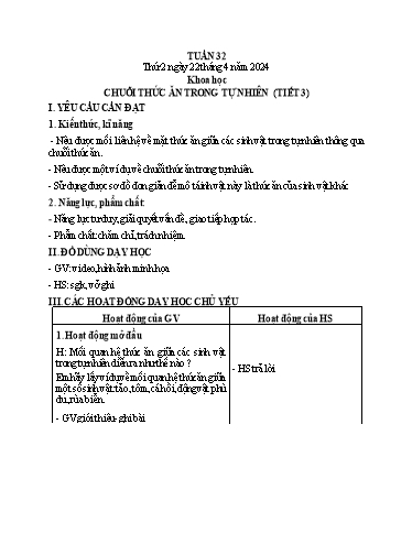 Giáo án Khoa học + Tiếng Việt + Hoạt động trải nghiệm 1+2+4 - Tuần 32 - Năm học 2023-2024