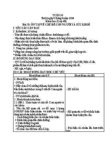 Giáo án Khoa học + Tiếng Việt + Hoạt động trải nghiệm 1+2+4 - Tuần 30 - Năm học 2023-2024