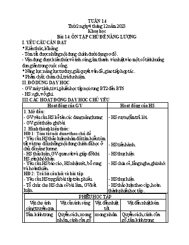 Giáo án Khoa học + Tự nhiên và Xã hội + Địa lí Lớp 1+4+5 - Tuần 14 - Năm học 2023-2024