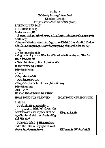 Giáo án Khoa học + Tự nhiên và Xã hội + Địa lí Lớp 1+4+5 - Tuần 16 - Năm học 2023-2024