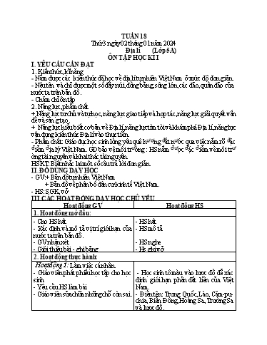 Giáo án Khoa học + Tự nhiên và Xã hội + Địa lí Lớp 1+4+5 - Tuần 18 - Năm học 2023-2024