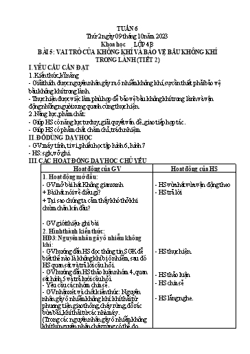Giáo án Khoa học + Tự nhiên và Xã hội Lớp 1+2+4 - Tuần 6 - Năm học 2023-2024