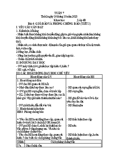 Giáo án Khoa học + Tự nhiên và Xã hội Lớp 1+2+4 - Tuần 7 - Năm học 2023-2024