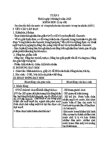 Giáo án Khoa học + Tự nhiên và Xã hội Lớp 2+4 - Tuần 3 - Năm học 2023-2024