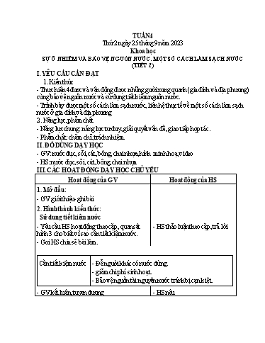 Giáo án Khoa học + Tự nhiên và Xã hội Lớp 2+4 - Tuần 4 - Năm học 2023-2024