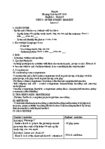 Giáo án Tiếng Anh Tiểu học - Tuần 8 - Tôn Thị Hằng