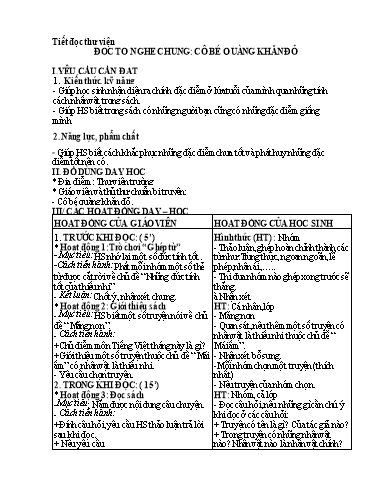 Giáo án Tiếng Việt 1 - Tuần 13 - Đọc to nghe chung: Cô bé quàng khăn đỏ