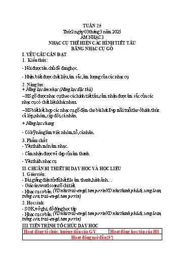 Giáo án Tiếng Việt + Âm nhạc (Kết nối tri thức) Tiểu học - Tuần 25 - Năm 2024-2025