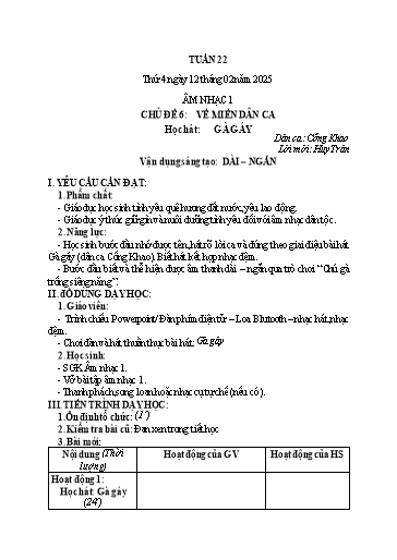 Giáo án Tiếng Việt + Âm nhạc Tiểu học - Tuần 22 - Năm 2024-2025