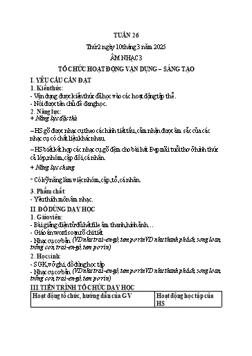Giáo án Tiếng Việt + Âm nhạc Tiểu học - Tuần 26 - Năm 2024-2025