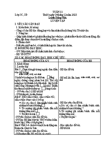 Giáo án Tiếng Việt + Khoa học Lớp 2+5 - Tuần 11 - Năm học 2023-2024