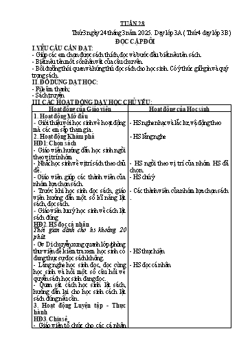 Giáo án Tiếng Việt Lớp 3 - Tuần 28 - Năm học 2024-2025